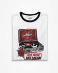 Love Music, Hate Racism T-shirt - Record Player