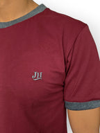 Camiseta Ringer - Vino y gris
