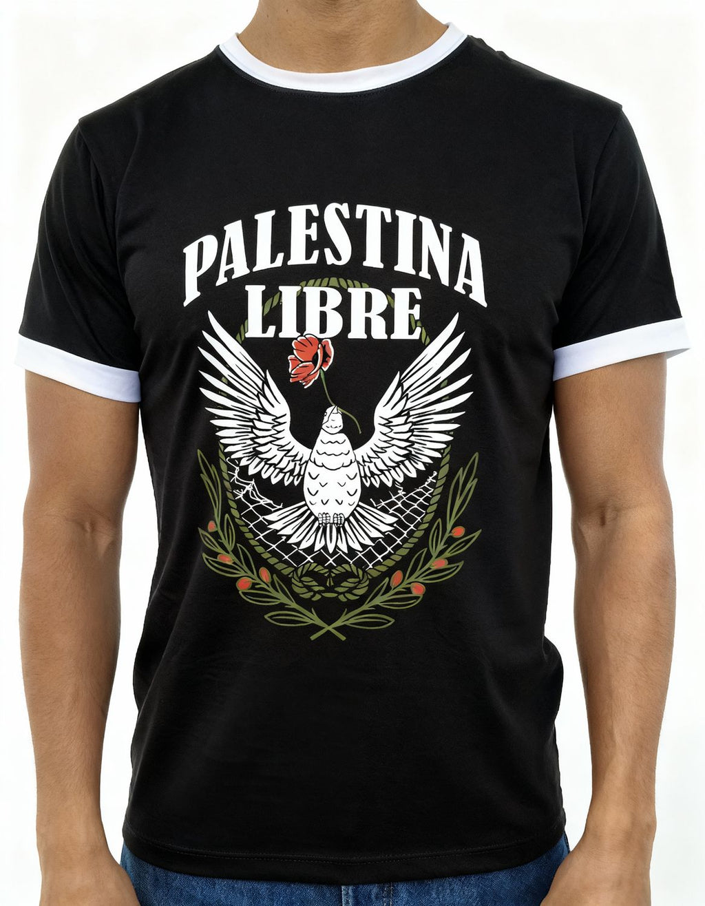 “Free Palestine – Dove and Olive” T-shirt