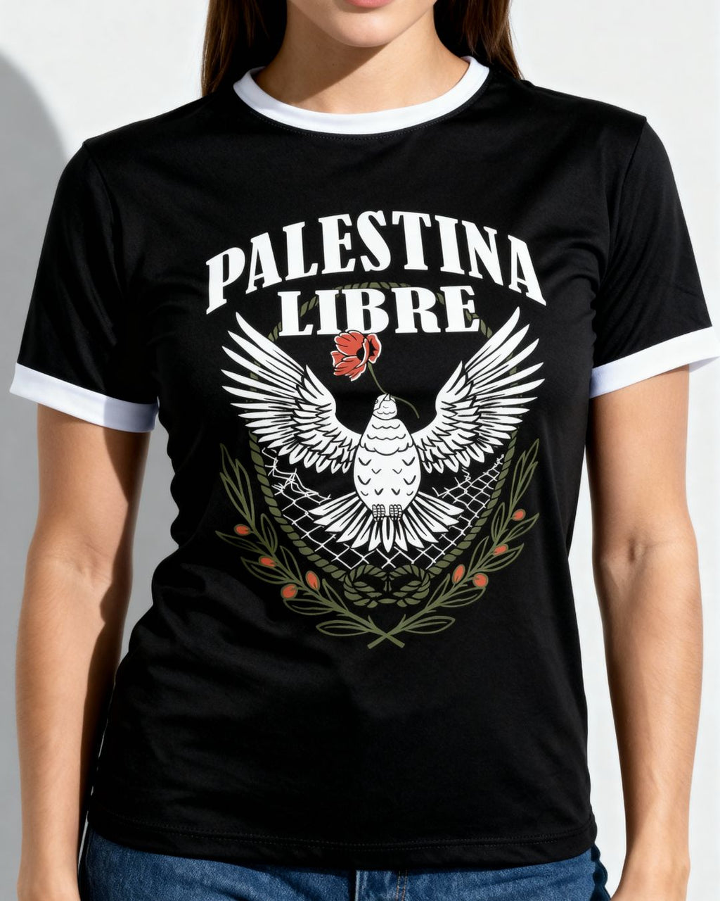 “Free Palestine – Dove and Olive” T-shirt