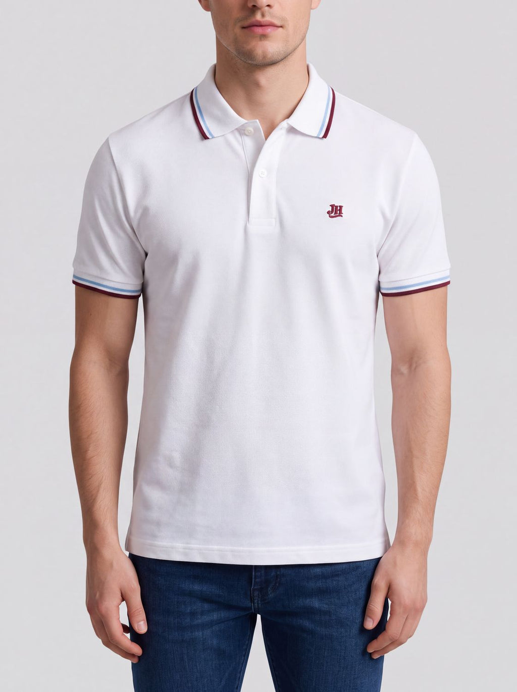JH Polo - White/Blue and Wine