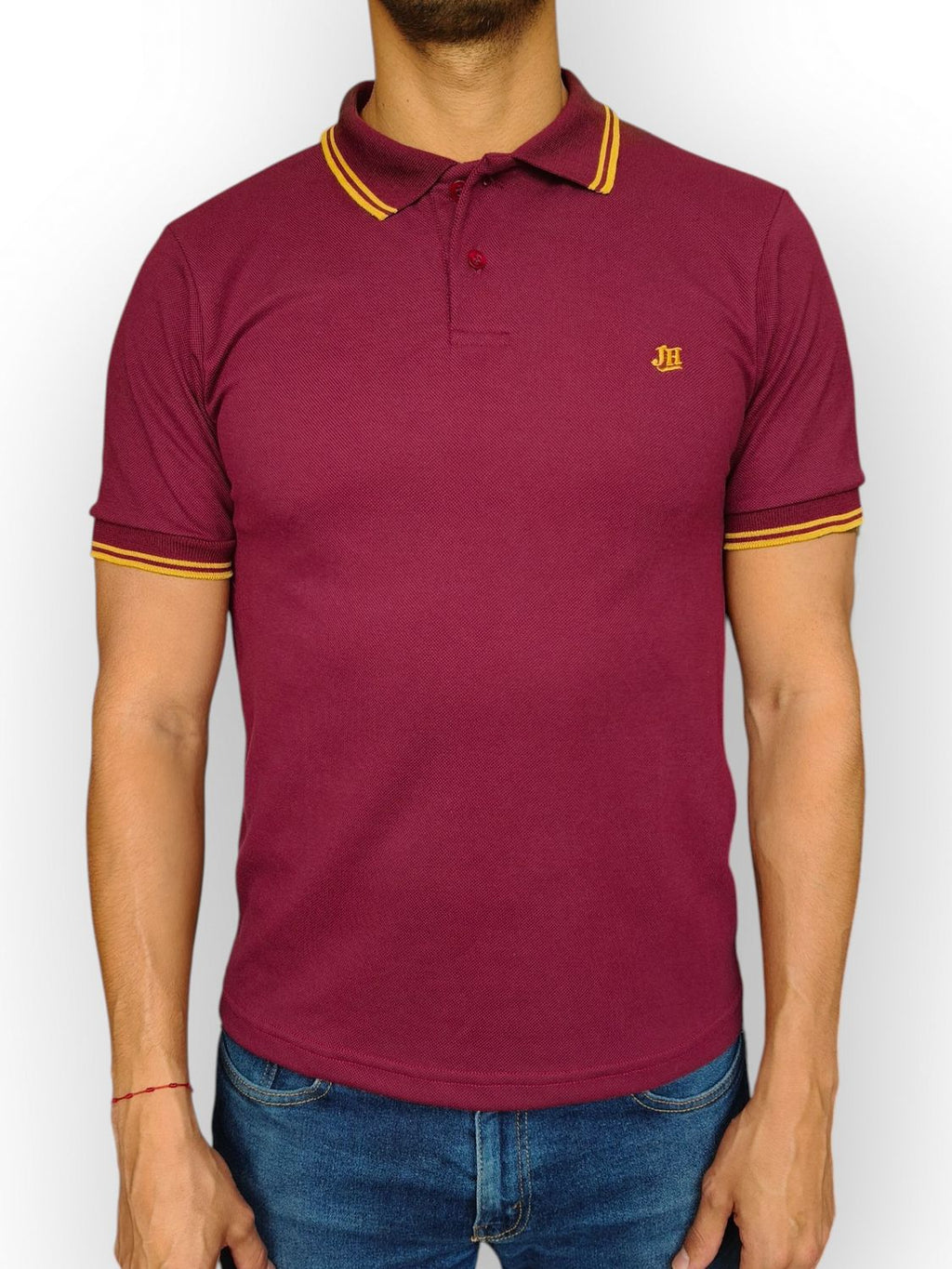 JH Polo - Burgundy/Ochre