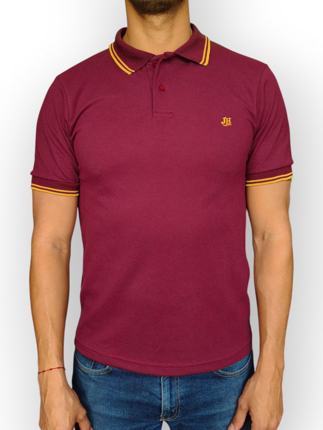 JH Polo - Burgundy/Ochre