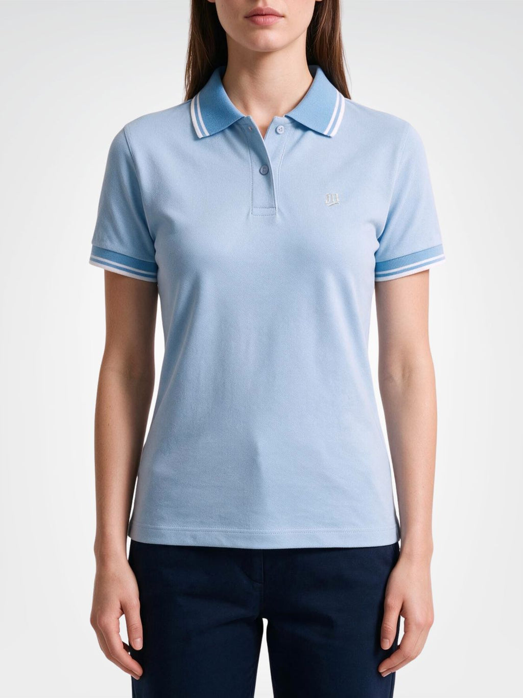 Polo mujer JH - Azul cielo/blanco