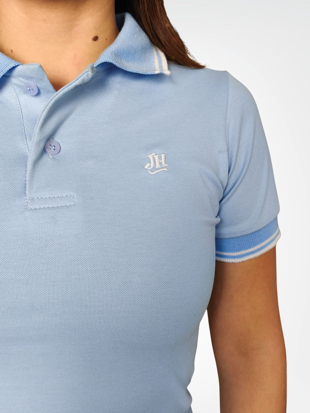 Polo mujer JH - Azul cielo/blanco