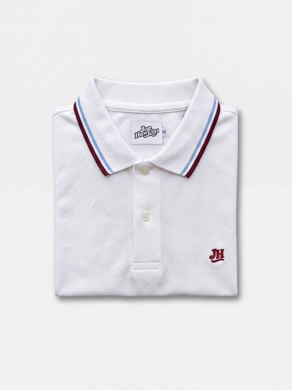 JH Women's Polo - White / Blue and Burgundy