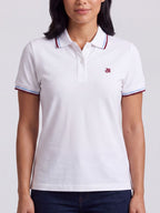 JH Women's Polo - White / Blue and Burgundy