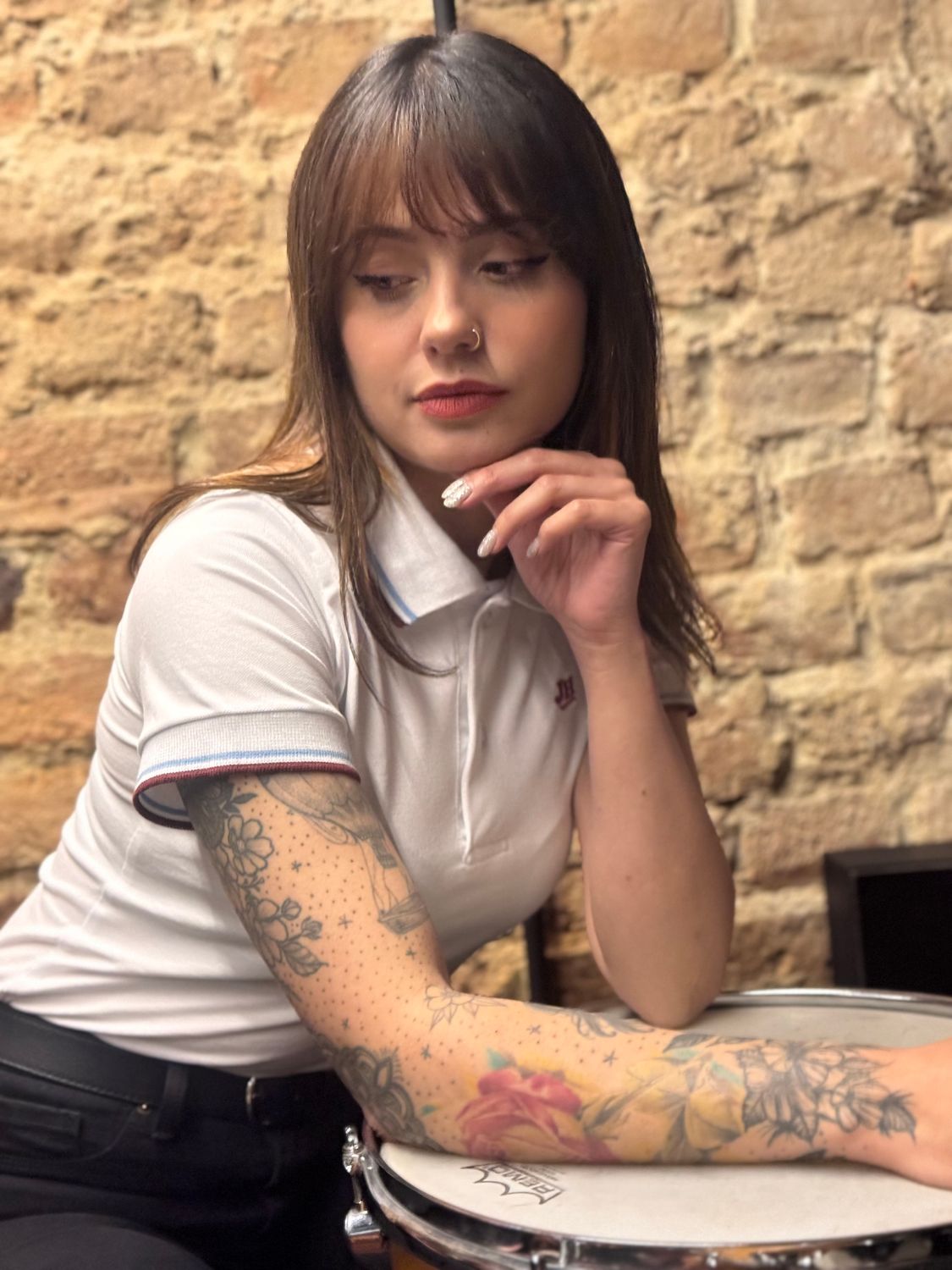 JH Women's Polo - White / Blue and Burgundy
