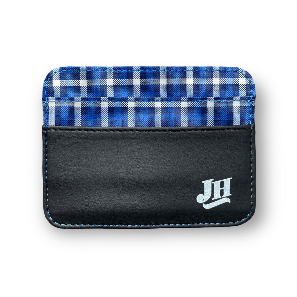 Tarjetero - gingham azul