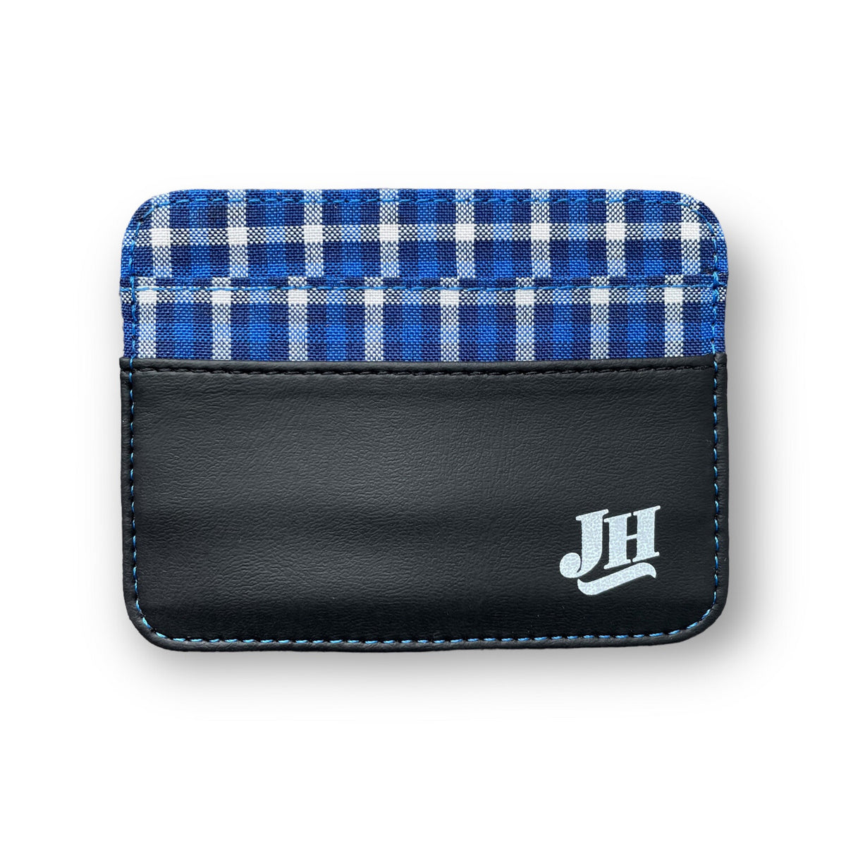 Tarjetero - gingham azul