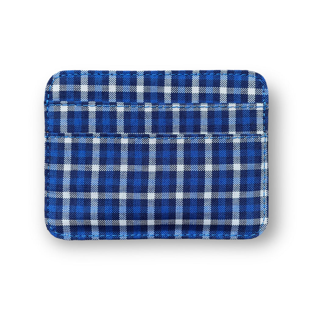 Tarjetero - gingham azul